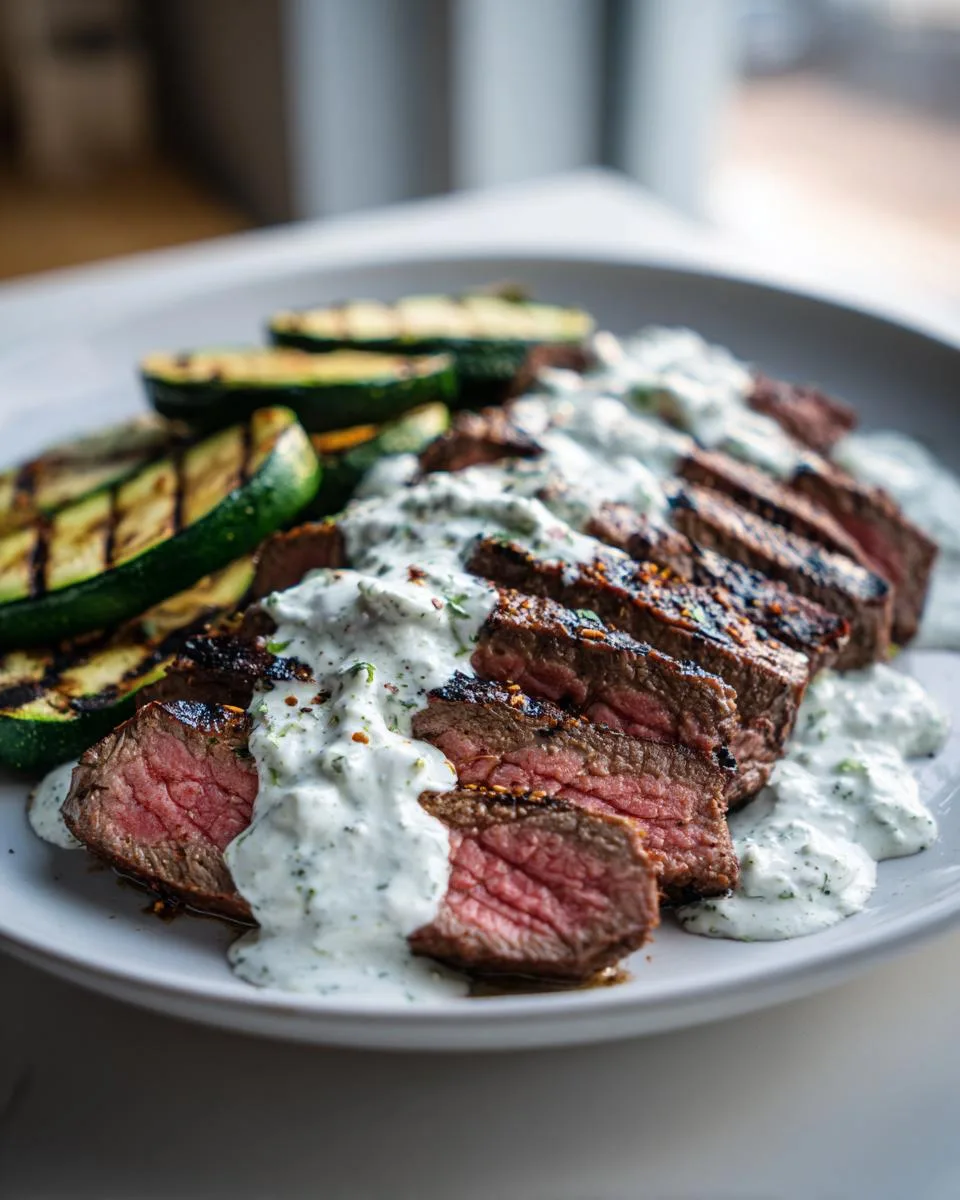 Grilled Steak Bowl with Sauce & Grilled Zucchini - detail 3