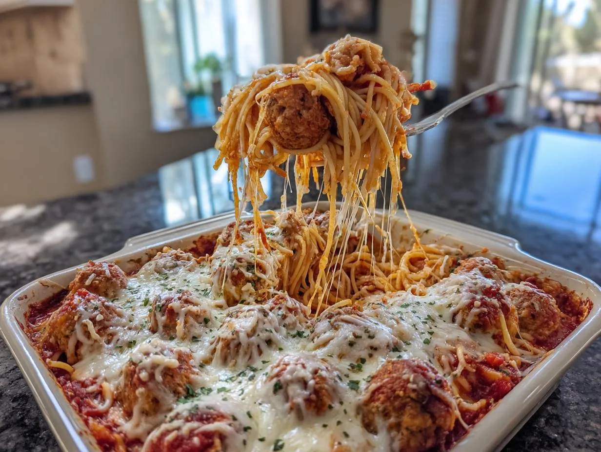 Baked Spaghetti and Meatballs - detail 2