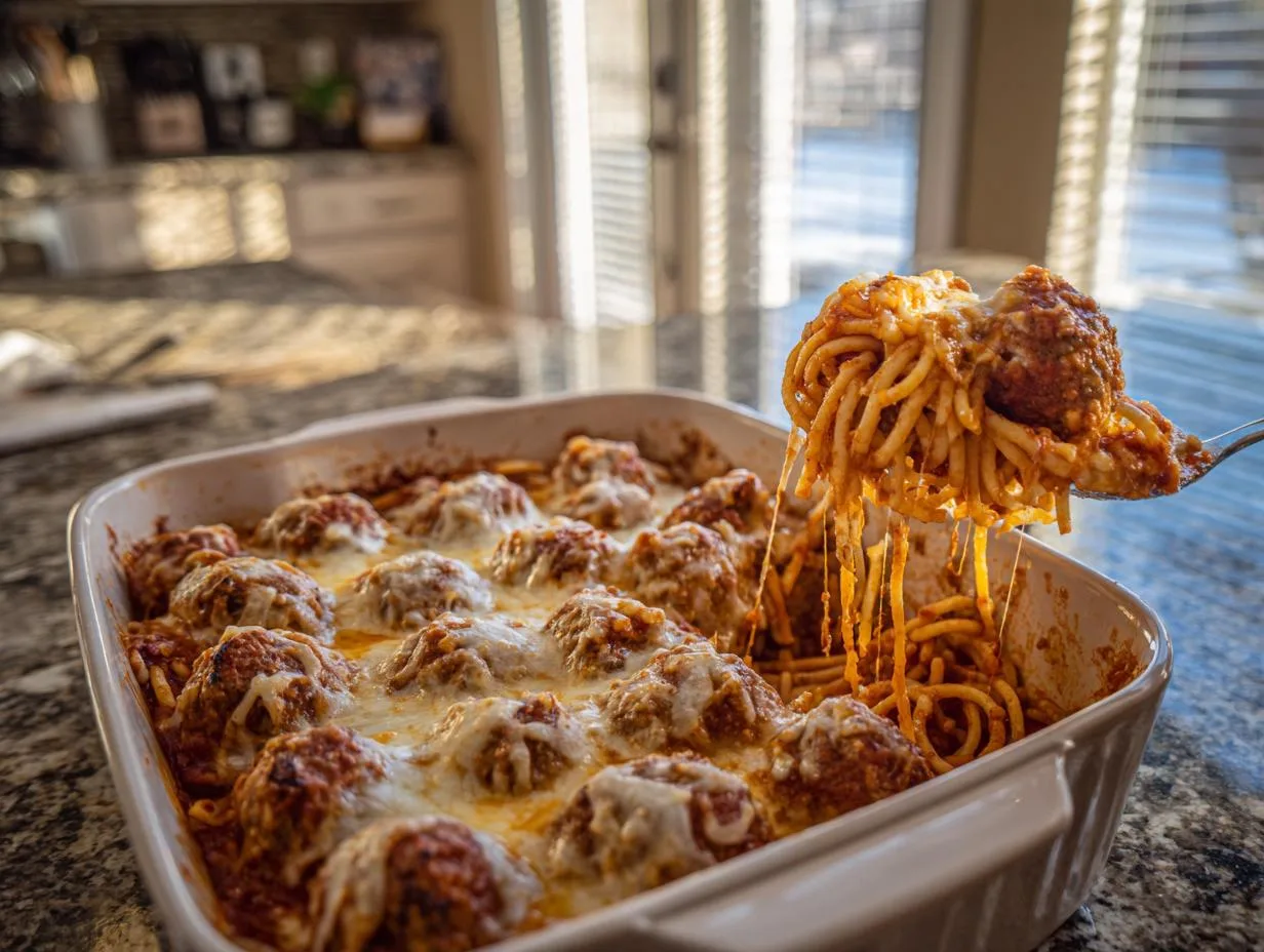 Baked Spaghetti and Meatballs - detail 3