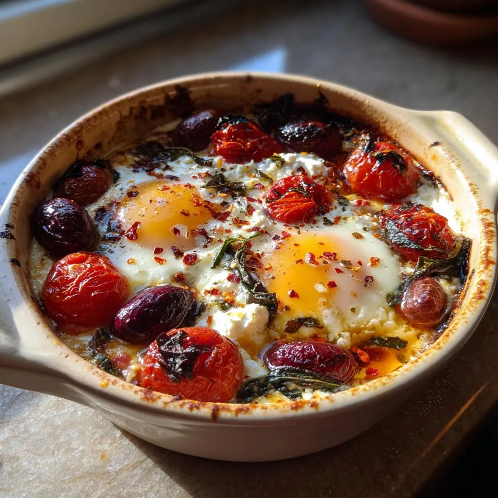 Mediterranean Baked Feta Eggs - detail 2