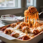 Baked Spaghetti and Meatballs